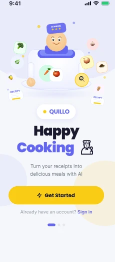 Quillo app recipe search by dish name feature