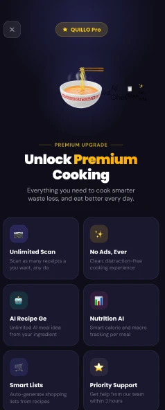 Quillo premium subscription unlimited scans ad-free