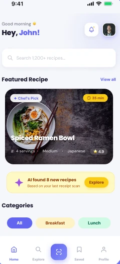 Quillo app cook time servings and meal planning feature